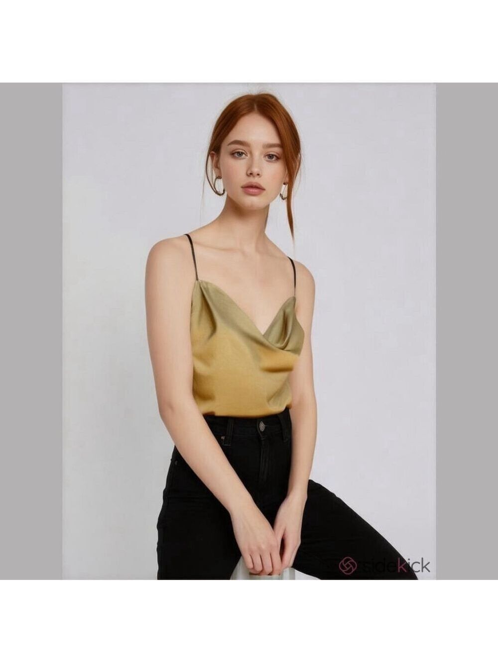 BCBGeneration Tan Satin Crop Top Medium